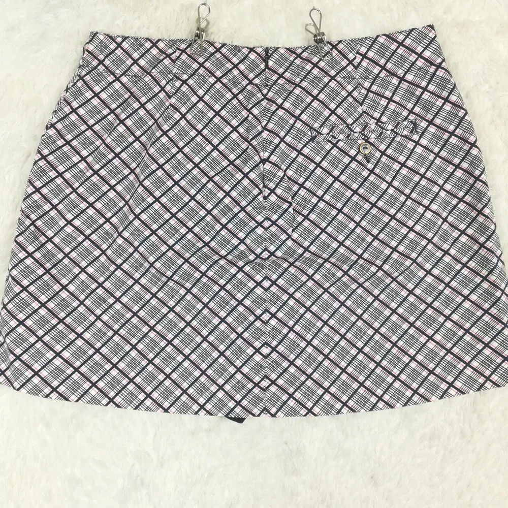 Lady Hagen Womens Skort Skirt Mini  Navy Blue White Plaid Casual Preppy Sporty 8